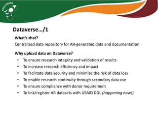 Monitoring and Evaluation  2019 activities and workplan for 2020