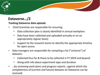 Monitoring and Evaluation  2019 activities and workplan for 2020