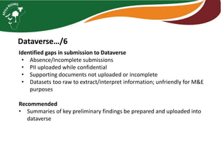 Monitoring and Evaluation  2019 activities and workplan for 2020