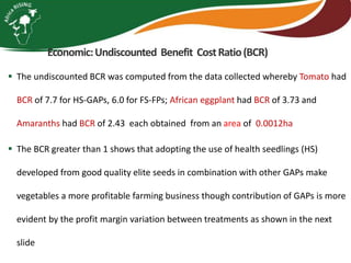 Integrating vegetables into maize based-farming systems in Babati District, Tanzania