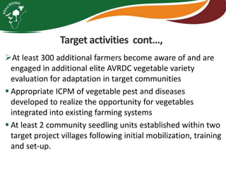 Integrating vegetables into maize based-farming systems in Babati District, Tanzania