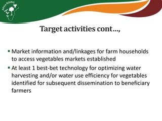Integrating vegetables into maize based-farming systems in Babati District, Tanzania