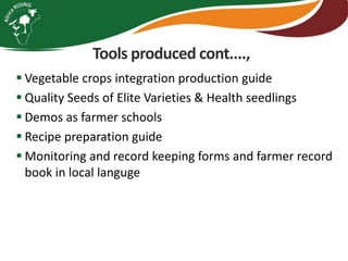 Integrating vegetables into maize based-farming systems in Babati District, Tanzania