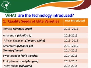 Integrating vegetables into maize based-farming systems in Babati District, Tanzania
