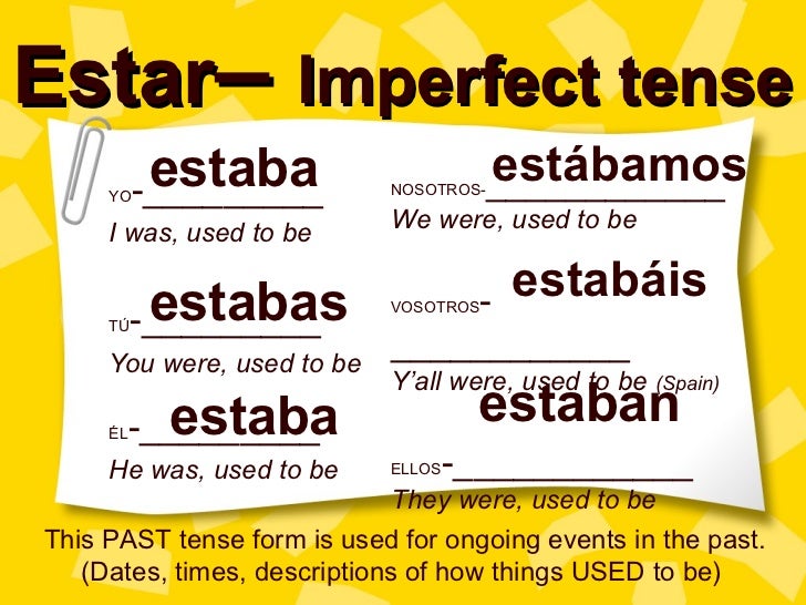 estar presente pasado y futuro estar form