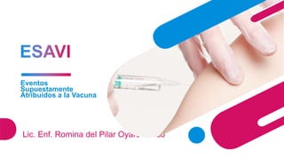 Eventos
Supuestamente
Atribuidos a la Vacuna
Lic. Enf. Romina del Pilar Oyarce Pilco
 