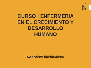 CURSO : ENFERMERIA
EN EL CRECIMIENTO Y
DESARROLLO
HUMANO
CARRERA: ENFERMERIA
 
