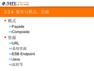 2.2.4  服务与模式、资源 模式 Façade Composite 资源 URL 系统资源 ESB Endpoint Java 流程等 