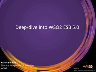 Deep-dive	into	WSO2	ESB	5.0	
Kasun	Indrasiri		
Director,	Integra;on	Technologies	
WSO2	 Oct	2016	
WSO2	Workshop,	Mountain	View,	CA		
 