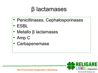 β  lactamases Penicillinases, Cephalosporinases ESBL Metallo  β  lactamases Amp C Carbapenemase 