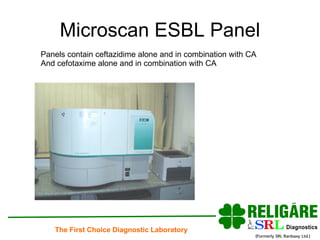 Microscan ESBL Panel Panels contain ceftazidime alone and in combination with CA And cefotaxime alone and in combination with CA 