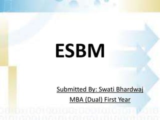 ESBM 
Submitted By: Swati Bhardwaj 
MBA (Dual) First Year 
 