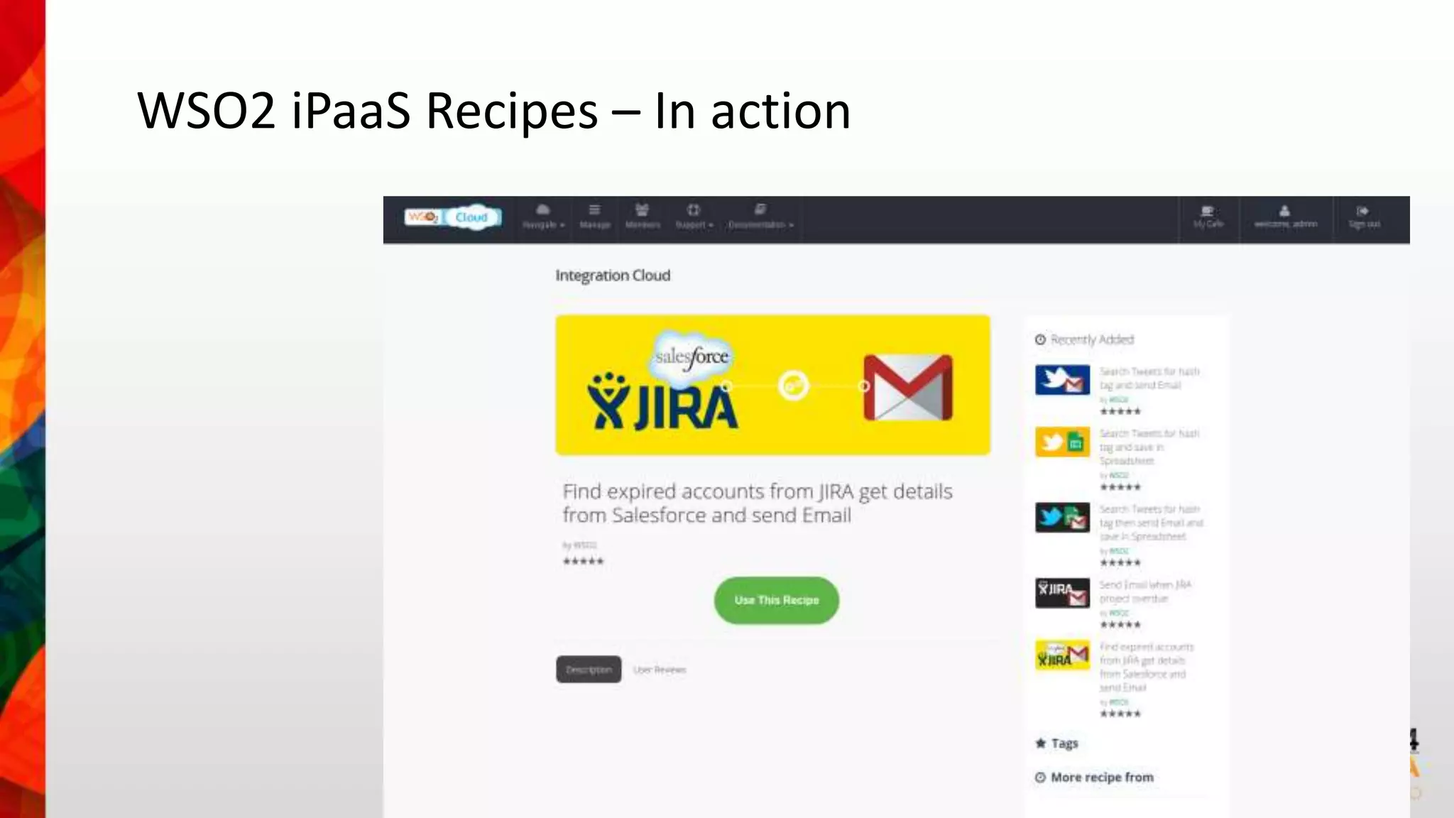WSO2 iPaaS Recipes – In action 
 