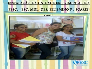 INSTALAÇÃO DA UNIDADE EXPERIMENTAL DO
PESC. ESC. MUL. DES. FELISMINO F . SOARES
DRE1
 