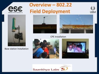 Overview – 802.22
Field Deployment
Base station Installation
CPE Installation
 