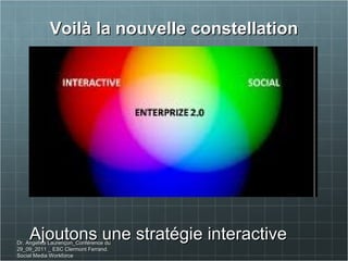 Voilà la nouvelle constellation Ajoutons une stratégie interactive Dr. Angelica Laurençon_Conférence du 29_09_2011 _ ESC Clermont Ferrand. Social Media Workforce 