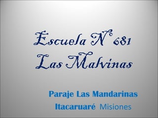 Escuela Nº 681  Las Malvinas Paraje Las Mandarinas Itacaruaré   Misiones 