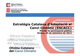 Estratègia Catalana d’Adaptació al
          Canvi Climàtic (ESCACC)
                Procés de participació pública
              Girona, 25 de setembre de 2012
 