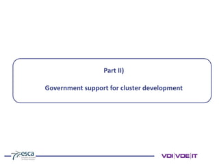 Part II)
Government support for cluster development
 
