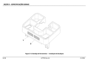 SEÇÃO 5 – ESPECIFICAÇÕES GERAIS
5–14 LIFTPOD da JLG 3123996
Figura 5–6. Bandeja de ferramentas — instalação de decalques
1
 
