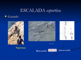 Guiando ESCALADA  esportiva Guia Segurança Reto-rocha Curvo-corda Queda guiando 