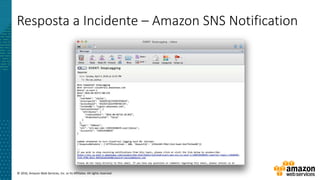 © 2016, Amazon Web Services, Inc. or its Affiliates. All rights reserved.
Resposta a Incidente – Amazon SNS Notification
 