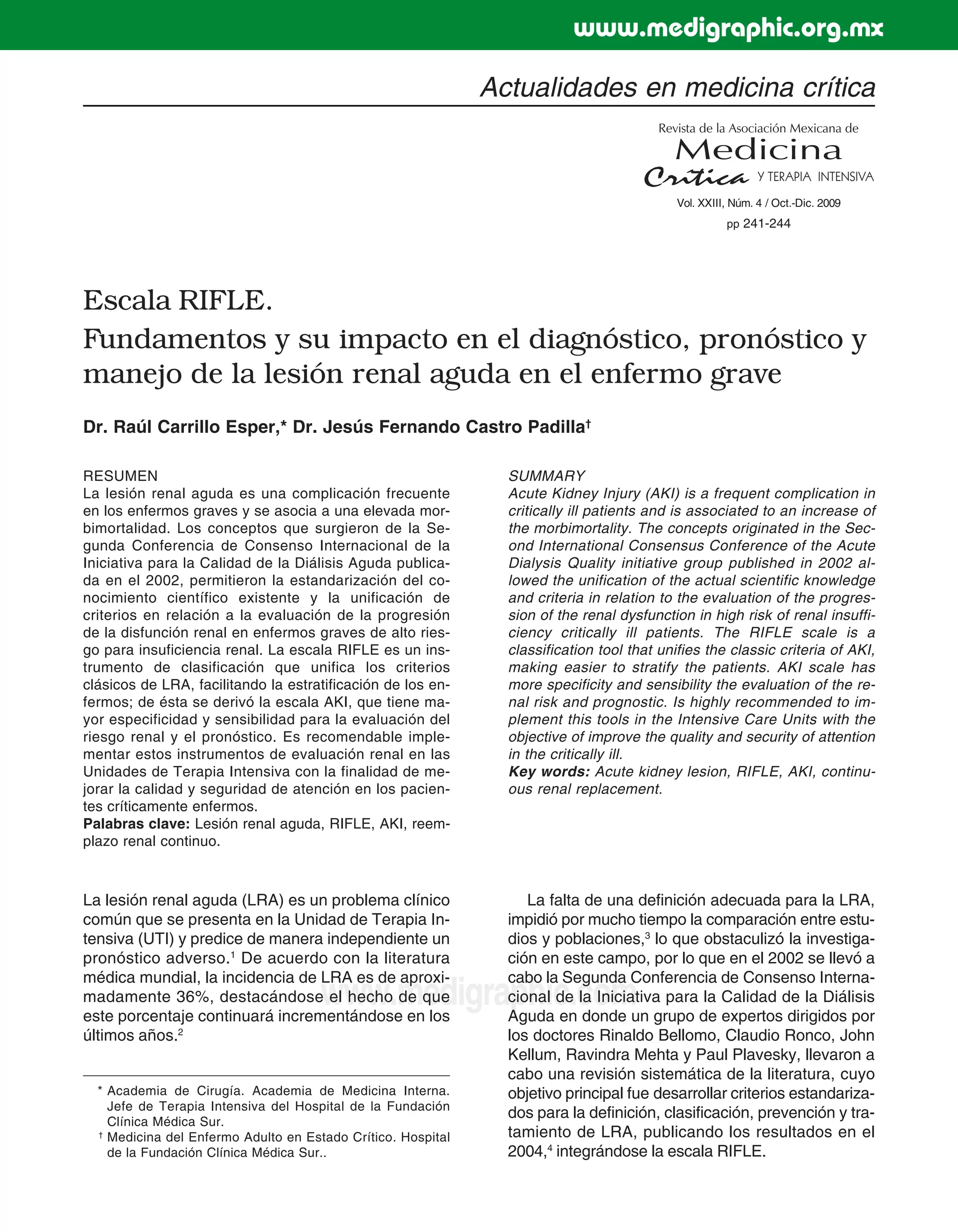 Escala rifle para insuficienciencia renal aguda | PDF | Digestive ...