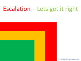 Escalation – Lets get it right
© 2013 Hrishikesh Karekar
 