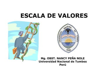 ESCALA DE VALORES Mg. OBST. NANCY PEÑA NOLE Universidad Nacional de Tumbes Perú 