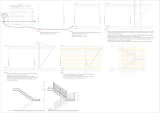 NPT 0.00
NPT 0.30
NPT 3.20
NPT 0.00
NPT 0.30
NPT 3.20
3.40
NPT 0.00
NPT 0.00
NPT 0.30
NPT 3.20
NPT 0.00
NPT 0.30
NPT 3.20
.20
Paso 1:
- Ubicar la linea de referencia - NPT ±0.00
- Utilizar lineas guias - trazo suave
referenciadedibujo
referenciadedibujo
referenciadedibujo
referenciadedibujo
Paso 2:
- Ubicar la línea de referencia - NPT que están dentro del corte
(verificar información en plantas).
- Nivel interior de piso
- Nivel de Losa (inferior y superior)
referenciadedibujo
referenciadedibujo
1 2 3 4 5 6 7 8
Proy. de escalera
.25 .25 .25 .25 .25 .25 .25 1.00
1.051.05
1.00.10 Baranda metalica
PRIMER PISO
NPT+ 0.30
2.75
1 1
Paso 3:
- Realizar una línea diagonal (cualquier angulo)-debera iniciar en la línea del nivel interior y culminar
en la línea del nivel superior de la losa. como se muestra en el ejemplo el npt interior es + 0.30 y el
superior + 3.20.- color celeste.
- Para poder realizar los contrapasos con su dimensión exacta en trabajo gráfico manual se deberá
realizar este paso de forma correcta para obtener un resultado óptimo.
- Realizar una línea (roja), partiendo desde la base de la línea diagonal (celeste), con una dimensión
de 3.40 m(multiplo de 17- cantidad de contrapasos). tomar esta referencia para este ejemplo , la
longitud deberá estar en función a la multiplicidad
- para este ejemplo se debera realizar 17 secciones en la linea roja para proceder con el metodo
referenciadedibujo
referenciadedibujo
Paso 4:
- Realizar un paralelismo tomado desde la línea referencia desde
los extremos de ambas líneas (línea verde).
- Trasladar los puntos de la línea Roja hacia la línea celeste.
- culminado ese procedimiento tendremos 17 secciones en la línea
celeste , lo cual nos permitirá realizar los contrapasos con las
dimensiones idénticas.
NPT 0.00
NPT 0.30
NPT 3.20
Paso 5:
- Trazar líneas paralelas (amarillas) a las bases (NPT),pasando por
los puntos identificados en la línea celeste.
- todo este procedimiento se deberá realizar con trazo suave para
luego poder borrar de forma sencilla los trazos.
referenciadedibujo
referenciadedibujo
NPT +3.20
NPT 0.30
NPT +0.30
.90
.90
.20
2.70
.17
 