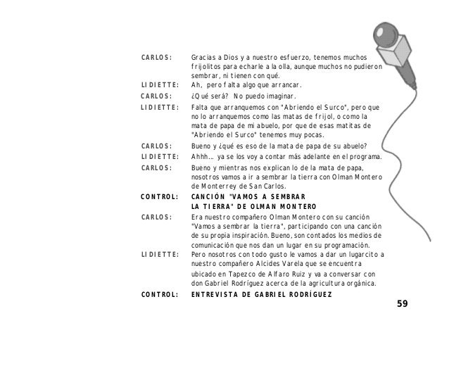 Escaleta para radio lirice guion radial