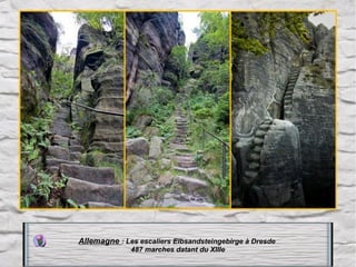 Allemagne : Les escaliers Elbsandsteingebirge à Dresde 
487 marches datant du XIIIe

 
