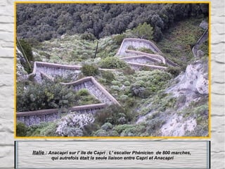 Italie : Anacapri sur l' île de Capri . L' escalier Phénicien de 800 marches,
qui autrefois était la seule liaison entre Capri et Anacapri

 