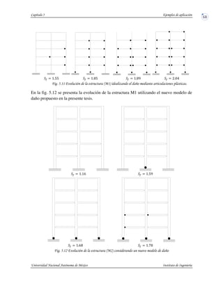 !! % !& $ 6 2
En la fig. 5.12 se presenta la evolución de la estructura M1 utilizando el nuevo modelo de
daño propuesto en la presente tesis.
!' % '& 6
 