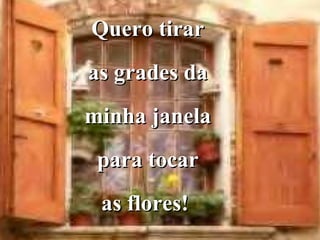 Quero tirar as grades da minha janela para tocar as flores!  