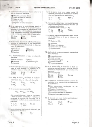 Primer Examen Parcial CEPU - UNICA 2012-I