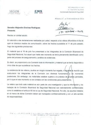 Respuesta de la CNS a Alejandro Encinas