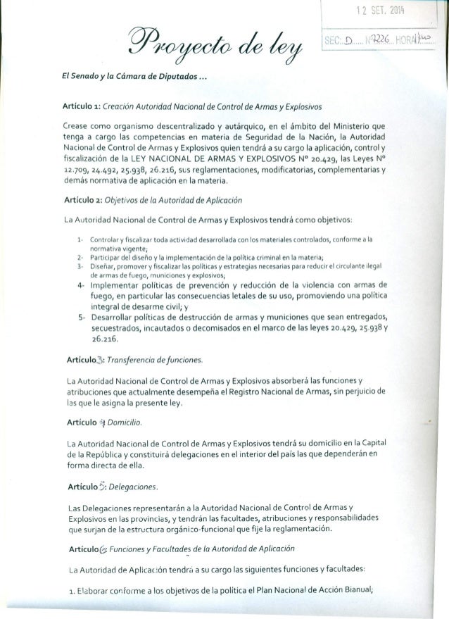 Proyecto de Ley Control de Armas