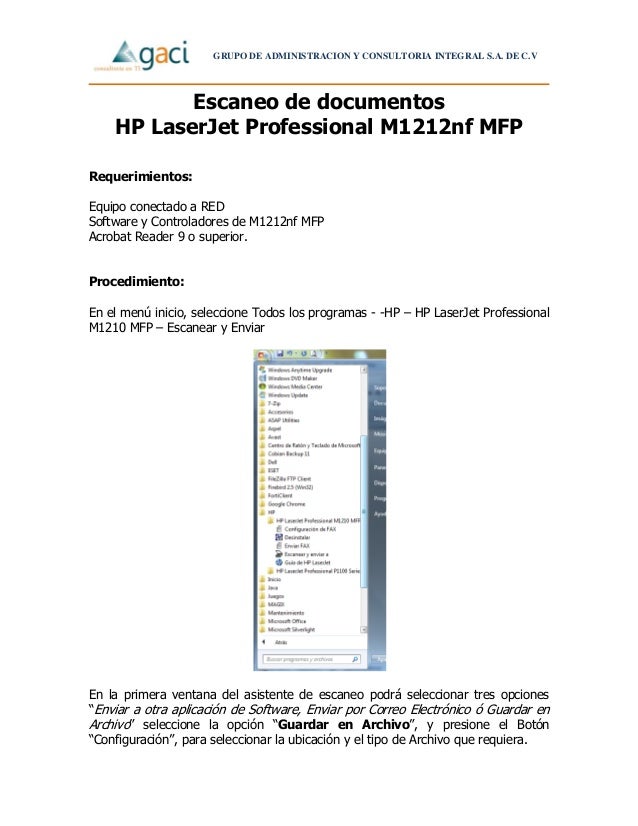 Escaneo de documentos en hp laser jet professional m1212nf mfp
