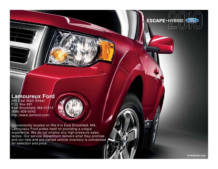 2010 Ford Escape Lamoureux Ford Worcester Massachusetts