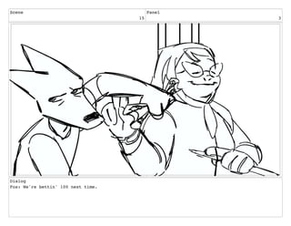 Scene
15
Panel
3
Dialog
Fox: We're bettin' 100 next time.
 
