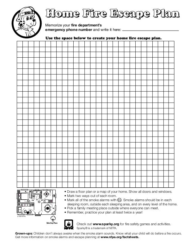 Sparky Fire Safety Escape Grid