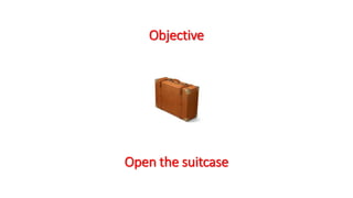Objective
Open the suitcase
 