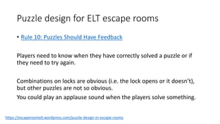 EVO 2019 ELT Escape Room Week 3: Puzzles and Ciphers | PPTX