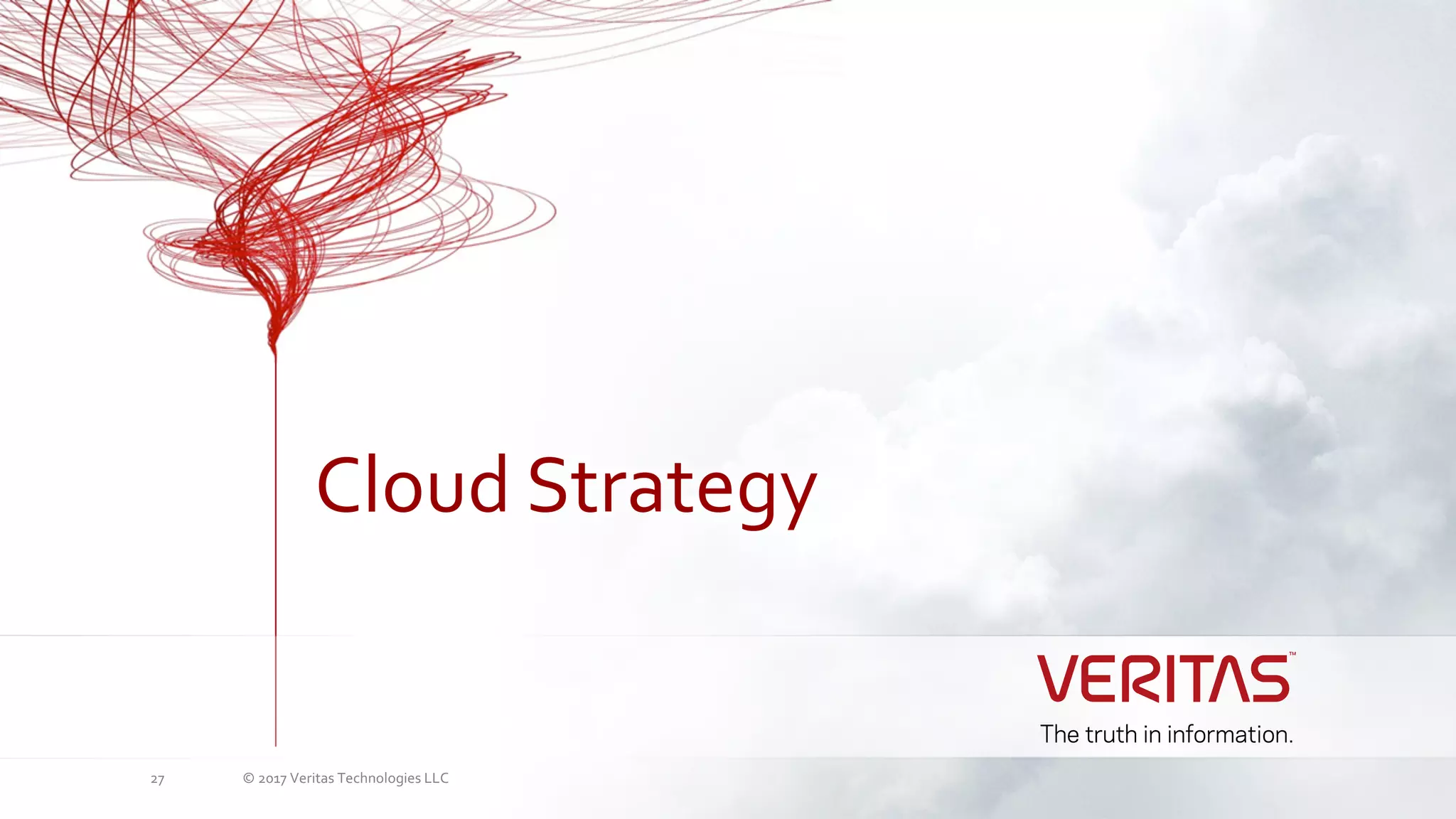 © 2017 Veritas Technologies LLC27
Cloud Strategy
 