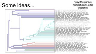 Some ideas...
View the corpus
hierarchically, after
clustering
 
