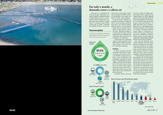 Saneamento Básico (Plansab),
que projetava a universalização
dos serviços de água e esgoto
até 2033. Porém, a proposta tra-
çou cenários que dificilmente se
materializarão.
No mais pessimista dos qua-
dros desenhados pelo Plan-
sab, o Brasil cresceria naque-
las duas décadas a 3% ao ano,
atividade capaz de viabilizar os
investimentos de R$ 508 bi-
lhões no setor. Ao governo fe-
deral, caberiam investimentos
a partir de R$ 13,5 bilhões por
ano, quando a média em 2012
e 2013 foi de R$ 8,2 bilhões.
O senador Jorge Viana (PT-­
AC), um dos autores do pe-
dido de debate sobre as estia-
gens no país, acha inadmissível
as crises de abastecimento ainda
acontecerem.
“Parece que o Brasil foi pego
de surpresa com a crise de São
Paulo. A ANA tem sistemas
de previsão. Ela não é capaz
de mudar o curso da natureza,
mas tem bases capazes de prever
se vai haver uma situação mais
grave de abastecimento, inclu-
sive por conta do regime de
chuva”, observou.
Soluções existem, diz o di-
retor-presidente da ANA, Vi-
cente Andreu Guillo. Mas nem
sempre elas vêm sendo adotadas
a tempo, o que causa a insegu-
rança hídrica.
“Para a vontade política
existir, é necessário o envolvi-
mento da sociedade. Não há
uma intensa mobilização social
em relação a esse tema, propor-
cional ao risco que ele repre-
senta. Se a água não entrar na
agenda política da sociedade,
isso não vai virar realidade”,
alertou.
Distantes da meta
Os especialistas defendem,
porém, que o enfoque deve se
voltar não só para o aumento
da oferta, com a construção e
a ampliação de reservatórios e
adutoras. Além de investimen-
tos nas empresas prestadoras
para modernizar os sistemas
e reduzir as perdas, é preciso
conscientizar a população sobre
o desperdício.
Estamos, porém, ainda dis-
tantes de atingir essa meta. O
ranking de saneamento básico
divulgado pelo Instituto Trata
Brasil em agosto mostrou que,
em 62 das 100 cidades anali-
sadas, as perdas ficaram entre
30% e 60% da água tratada
para consumo. Noventa delas
não conseguiram reduções sig-
nificativas (superiores a 10%)
nas perdas de água entre 2011
e 2012. O estudo estimou que
uma diminuição de 10% em
termos nacionais agregaria R$
1,3 bilhão à receita operacional
com a água, equivalente a 42%
do investimento no setor em
2010 para todo o país.
A insegurança hídrica que
a Região Sudeste experimenta
agora é quase rotina no Nor-
deste. Preocupado com os im-
pactos que a seca prolongada
na região atendida pelo Rio São
Francisco trouxe sobre a dispo-
nibilidade de água para con-
sumo humano e atividades pro-
dutivas, o então senador Kaká
Andrade (PDT-SE) cobrou en-
gajamento do governo federal
na solução do problema.
“Não são raros relatos de ci-
dades com problemas no abas-
tecimento de água e prejuízos
de agricultores que dependem
de irrigação ou do transporte
hidroviário, de aquicultores e
empresários do ramo do tu-
rismo”, disse o parlamentar.
Água de reúso no estado da Califórnia (EUA): opção para
o crescimento do consumo em países desenvolvidos
São quatro as modalidades de
consumo de água: agricultura, pro‑
dução energética, atividade industrial
e abastecimento humano. O cresci‑
mento constante da população mun‑
dial exige mais alimentos e energia
elétrica. As Nações Unidas (ONU)
preveem que, em 2030, a sociedade
vai necessitar de 35% a mais de ali‑
mento, 40% a mais de água e 50% a
mais de energia. Até 2050, a deman‑
da por alimentos e por energia cres‑
cerá 70% e 60%, respectivamente.
Ao mesmo tempo, a grande con‑
centração de pessoas em cidades de
todo o mundo ameaça mananciais
como lagos, rios e lençóis freáticos.
Além de colocar em risco possíveis
fontes hídricas, grandes quanti‑
dades de água doce são utiliza‑
das para o saneamento urbano. E
a maior parte das águas residuais
é devolvida para o ambiente sem
tratamento, gerando danos para
as pessoas e os ecossistemas.
A ONU estima que a população
urbana mundial aumente de 3,4
bilhões para 6,3 bilhões até 2050.
Hoje, no total, a Terra tem cerca
de 7,2 bilhões de habitantes.
Relatório
O último Relatório Mundial
das Nações Unidas sobre o Desen-
volvimento dos Recursos Hídri-
cos (WWDR4), lançado este ano,
prevê, como consequência das
dificuldades crescentes de acesso
à água, a intensificação das dispa‑
ridades econômicas entre países,
bem como entre setores econô‑
micos ou mesmo entre regiões
dentro dos países. Além disso, o
documento adverte que os mais
pobres serão os mais prejudicados
por esse processo.
As Nações Unidas constatam
que pouco mudou em relação à ges‑
tão da água desde a publicação do
relatório anterior, em 2009. Segundo
dados da ONU, hoje 768 milhões de
pessoas não dispõem de água trata‑
da, 2,5 milhões de pessoas não têm
acesso a saneamento básico e 1,3
bilhão não sabe o que é ter eletrici‑
dade em casa. “Essa situação precisa
de atenção urgente, pois é inaceitá‑
vel. Em geral, a pessoa que não tem
acesso a água e a saneamento é a
mesma que não possui energia elé‑
trica em sua residência”, protestou
Michel Jarraud, secretário-geral da
Organização Meteorológica Mundial
durante o lançamento do relatório.
Para viver com dignidade, espe‑
cialistas explicam que uma pessoa
precisa de 110 litros por dia, dispo‑
nível a uma distância de, no máximo,
1.000 metros do local de moradia.
Entre as fontes hídricas aceitáveis,
estão ligações domésticas, fontes
públicas, fossos, poços, nascentes
protegidas e coleta de águas pluviais.
A ONU defende que gerir bem a
água significa não só dar prioridade
ao tratamento dos recursos hídricos
dentro dos governos, mas trazer a
questão para o centro do debate so‑
cial. Do ponto de vista prático, é pre‑
ciso investir em infraestrutura e em
mecanismos de governança locais,
nacionais e internacionais, quando
se trata da gestão de fontes de água
que abarcam mais de uma nação,
como a Bacia Amazônica.
Orange County Water District
Panorama global
A Terra tem muita água, mas pouca
quantidade é doce e está disponível
para consumo e uso humano
Onde está
a água?
Quem consome a água?
Quem consome mais? (litros/dia/per capita)
Dos 2,5% de água doce...
... 68,9%
estão em geleiras
70,1%
Agropecuária
9,9%
Abastecimento
Estados
Unidos
575
Austrália
493
México
366
França
287
Brasil
159
Índia
135
China
85
Egito
50
Nigéria
35
Mínimo
recomendado
pelaONU
110
20%
Indústria
... 0,3%
está em lagos e rios
... 30,8%
são águas
subterrâneas
Fontes:Pnud,ANAeOMM
Em todo o mundo, a
demanda cresce e a oferta cai
97,5%
da água do planeta
é salgada
Escassez de água
10 
dezembro de 2014 www.senado.leg.br/emdiscussao 
11
 