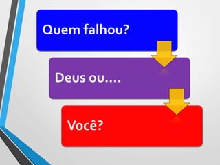 Quem falhou?
Deus ou....
Você?
 