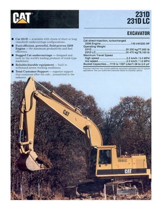 Escavadeira hidraulica cat 231 cat   1991