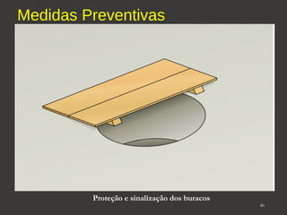 Medidas Preventivas 
40 
Proteção e sinalização dos buracos 
 